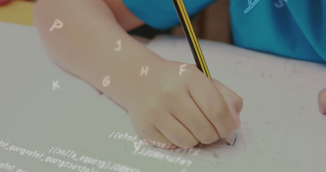 Child Writing Learning Alphabet Focus Education