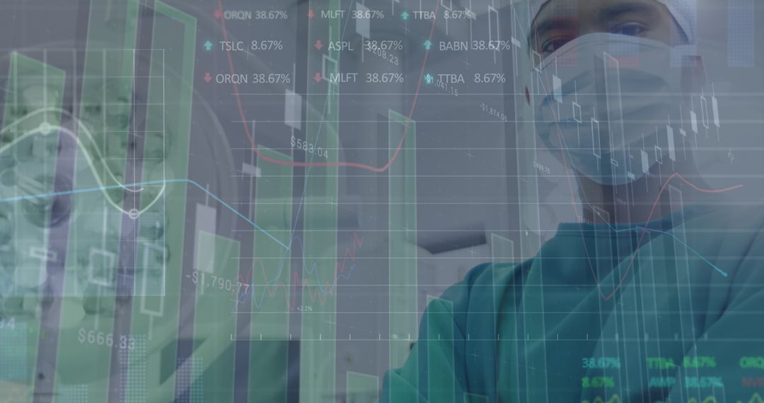 Surgeon Overlaying Financial Data Visualization