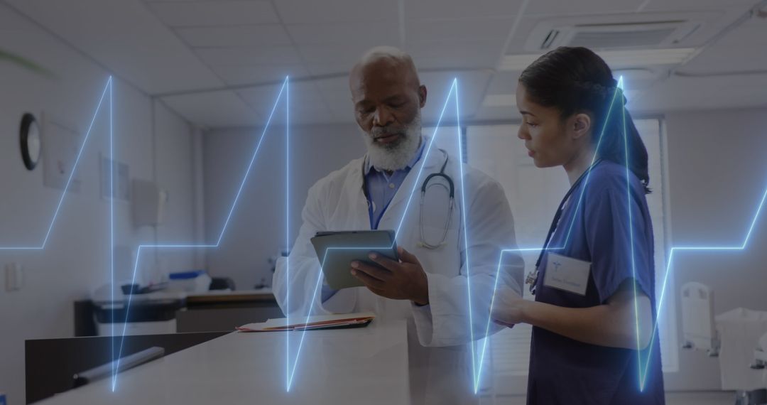 Medical Professionals Analyzing Digital Cardiograph Data