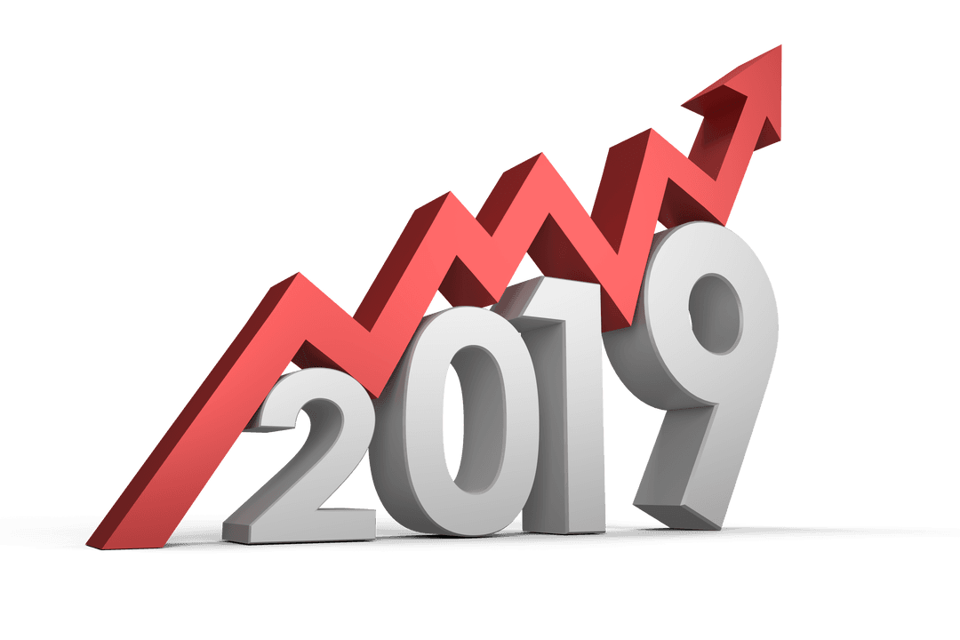 Transparent Red Arrow Rising Over 2019 Graph