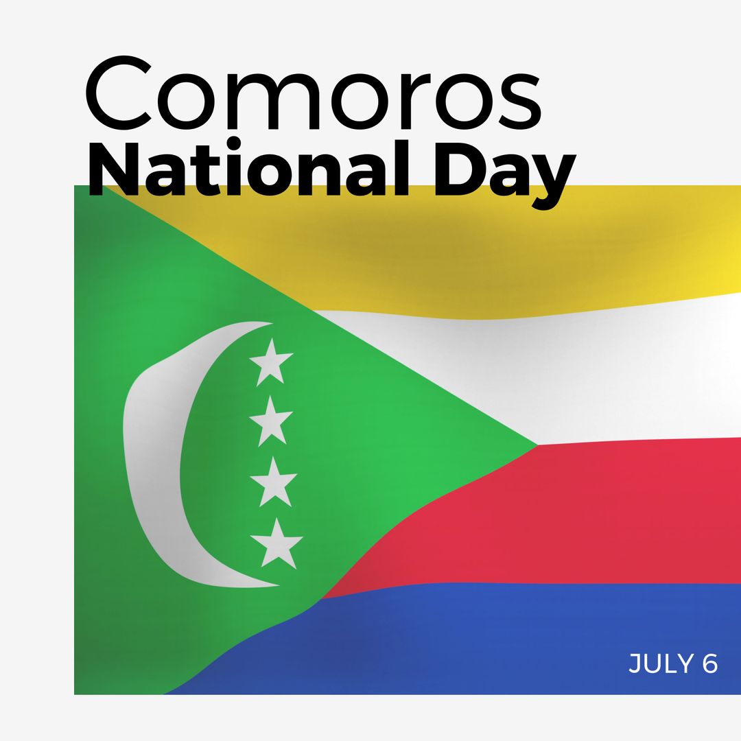 Comoros National Day Celebration with Flag and Date