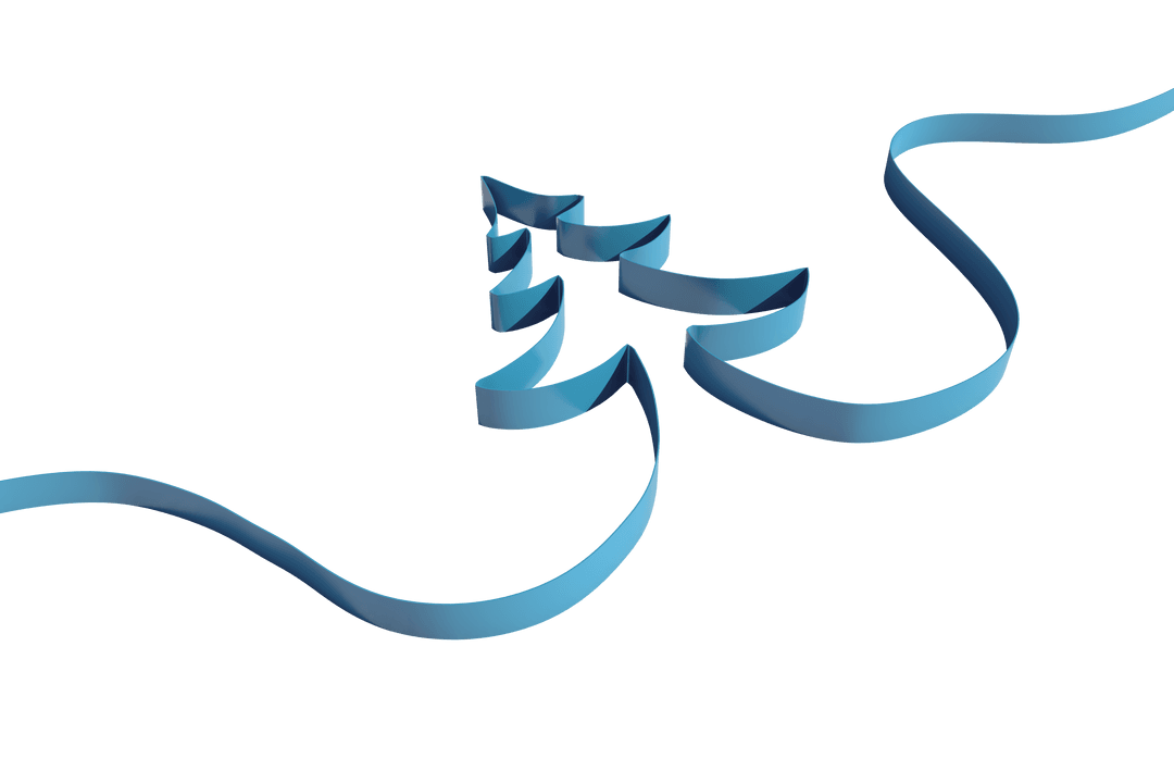 Transparent Ribbon Forming Elegant Christmas Tree on Clear Background