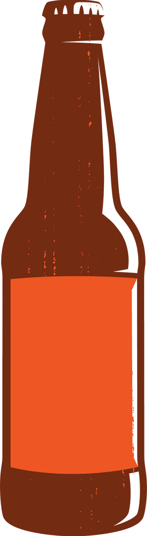 Brown Bottle with Orange Label on Transparent Background