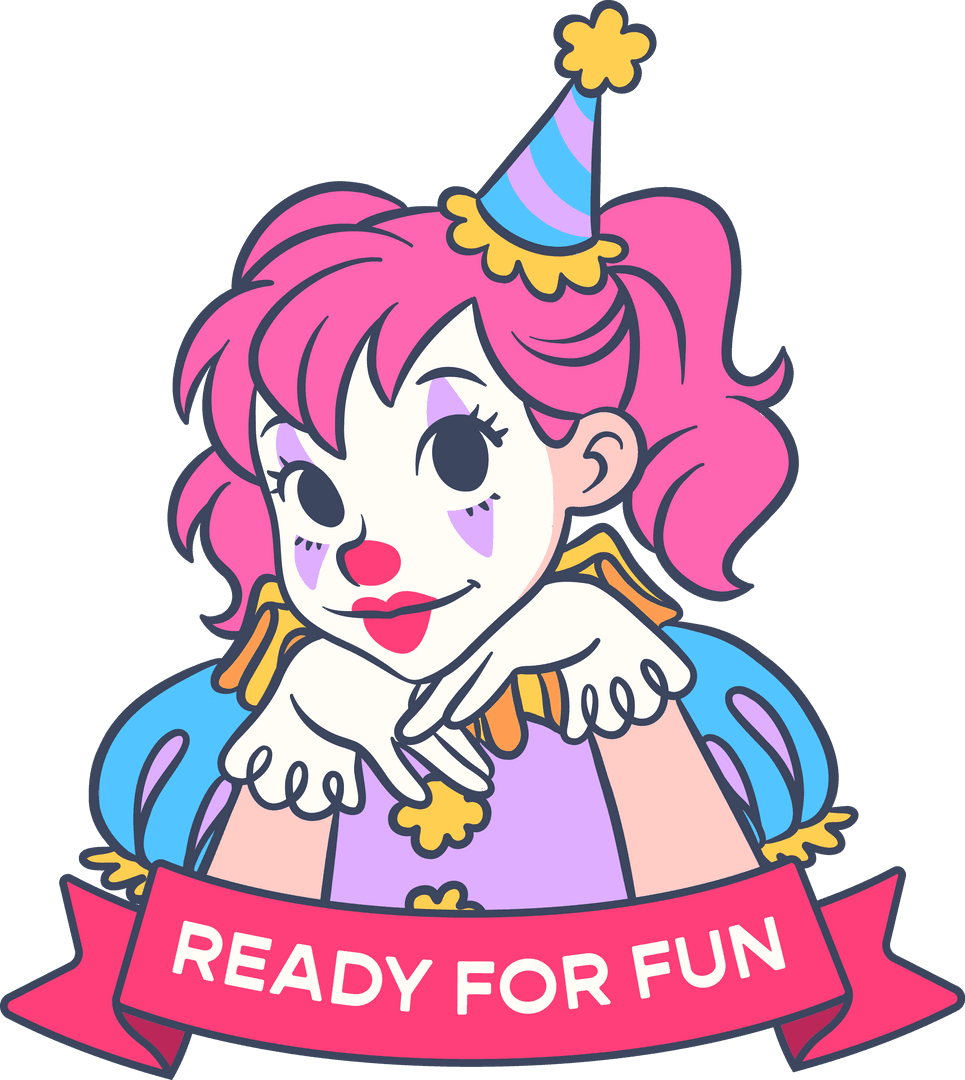 Playful Clown Girl Ready for Fun with Transparent Background