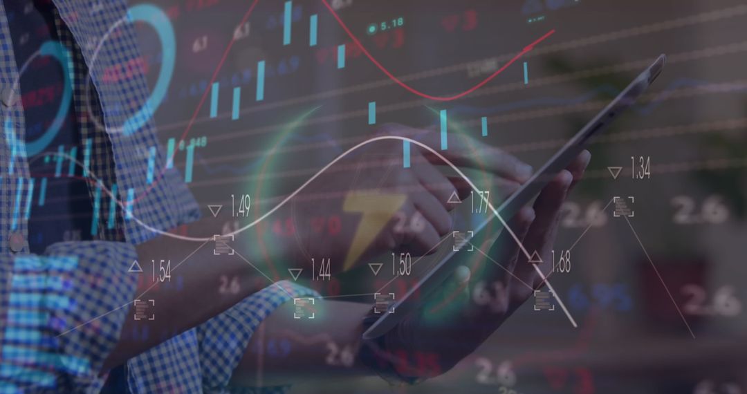 Businessman Analyzing Stock Market Data on Tablet