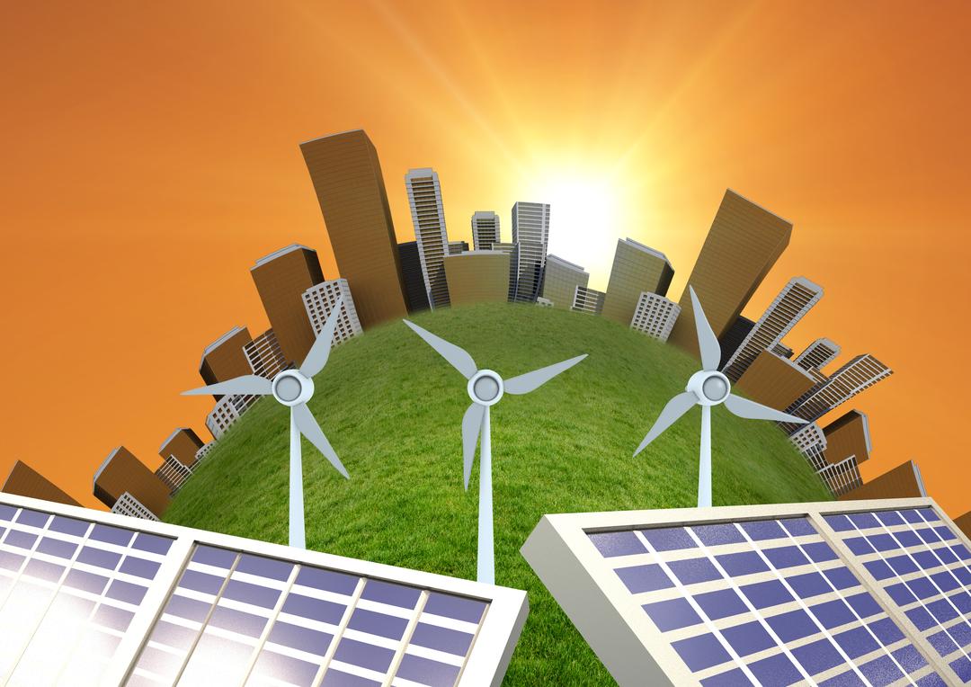Renewable Energy Sources Powering Modern City - Free Images, Stock Photos and Pictures on Pikwizard.com