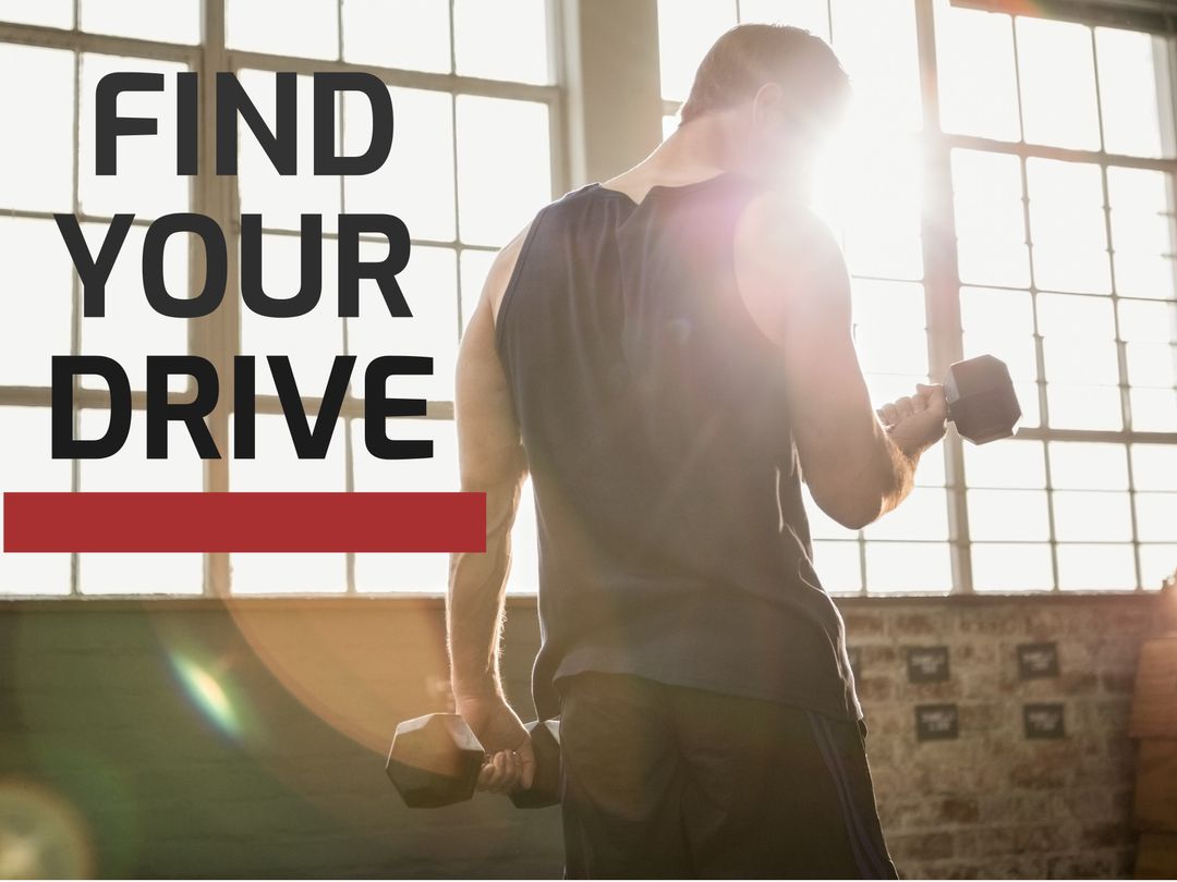 Motivational Fitness: Man Lifting Weights in Sunlit Gym