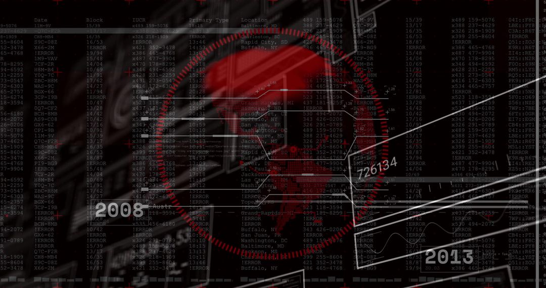 Cybersecurity Digital Map with Code and Data Lines