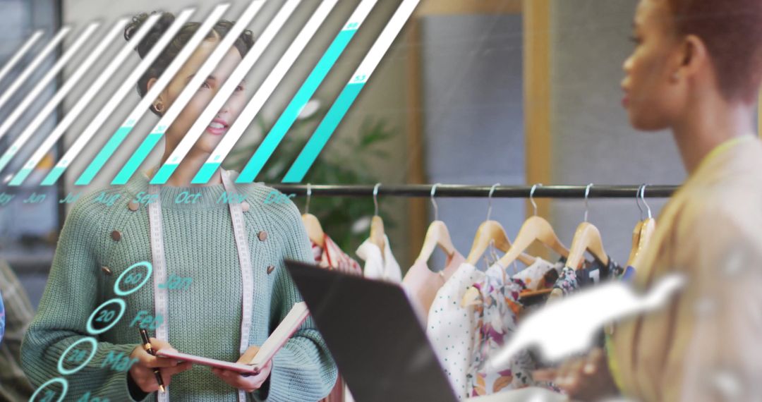 Business Team Analyzing Financial Data with Transparency Effect