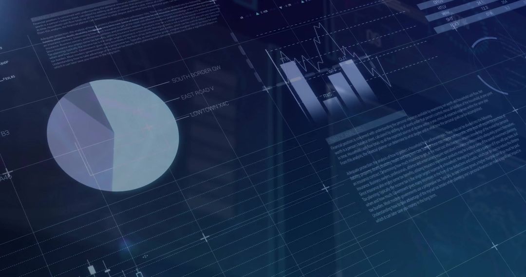 Futuristic Digital Data Visualization with Graph and Pie Chart