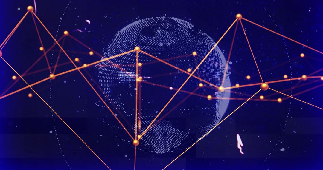 Digital Network Over Globe with Data Connections