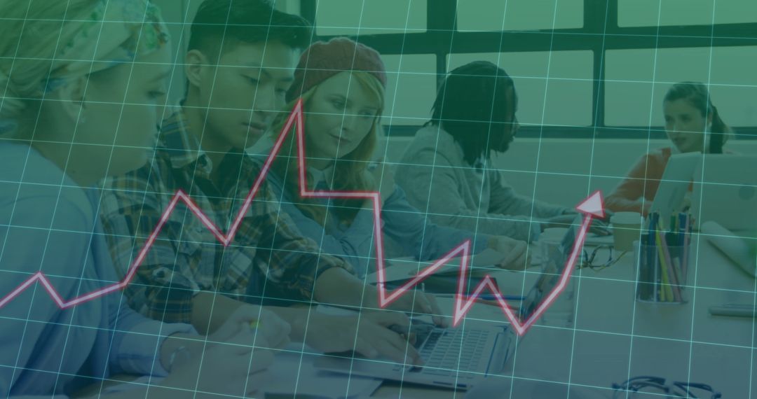 Diverse Team Analyzing Financial Data in Modern Workspace