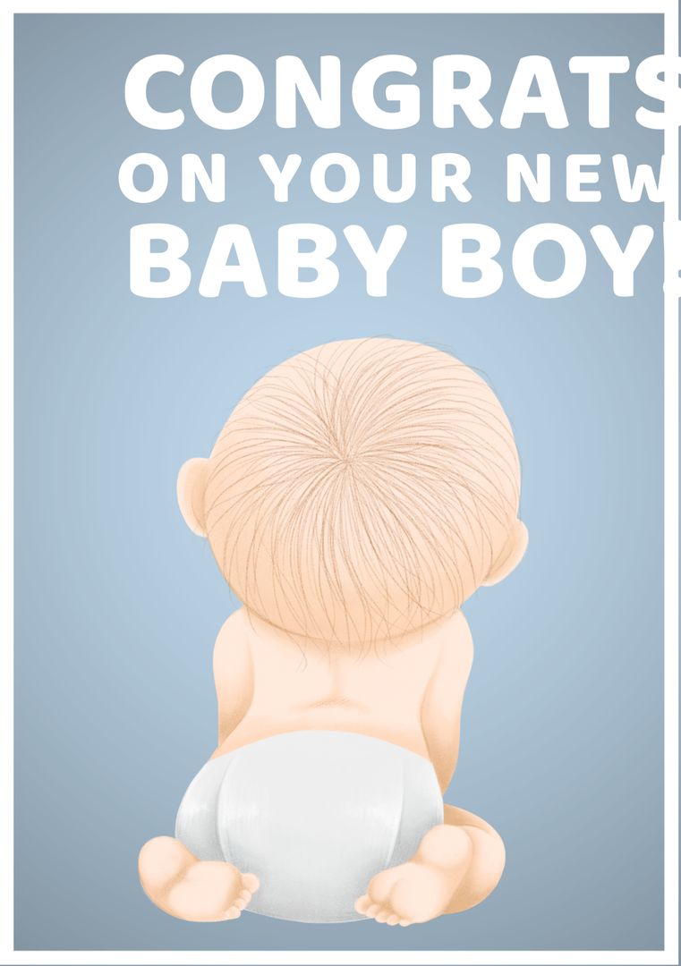 Adorable Baby Boy Congrats Card Illustration - Download Free Stock Templates Pikwizard.com