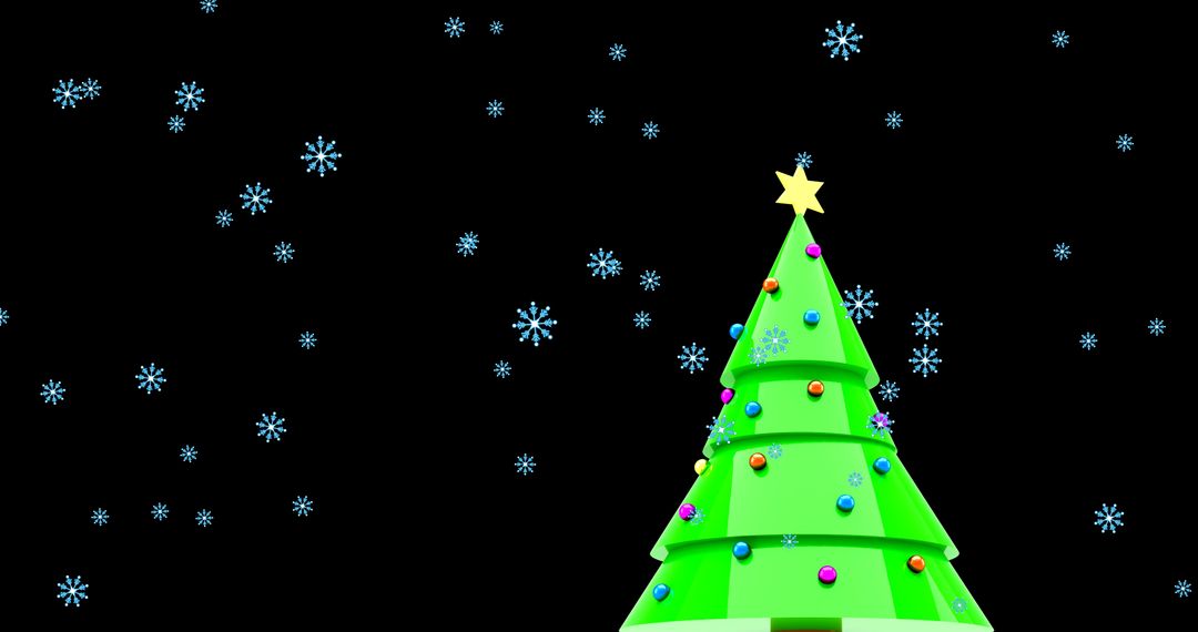Festive Christmas Tree with Falling Snowflakes Winter Wonderland