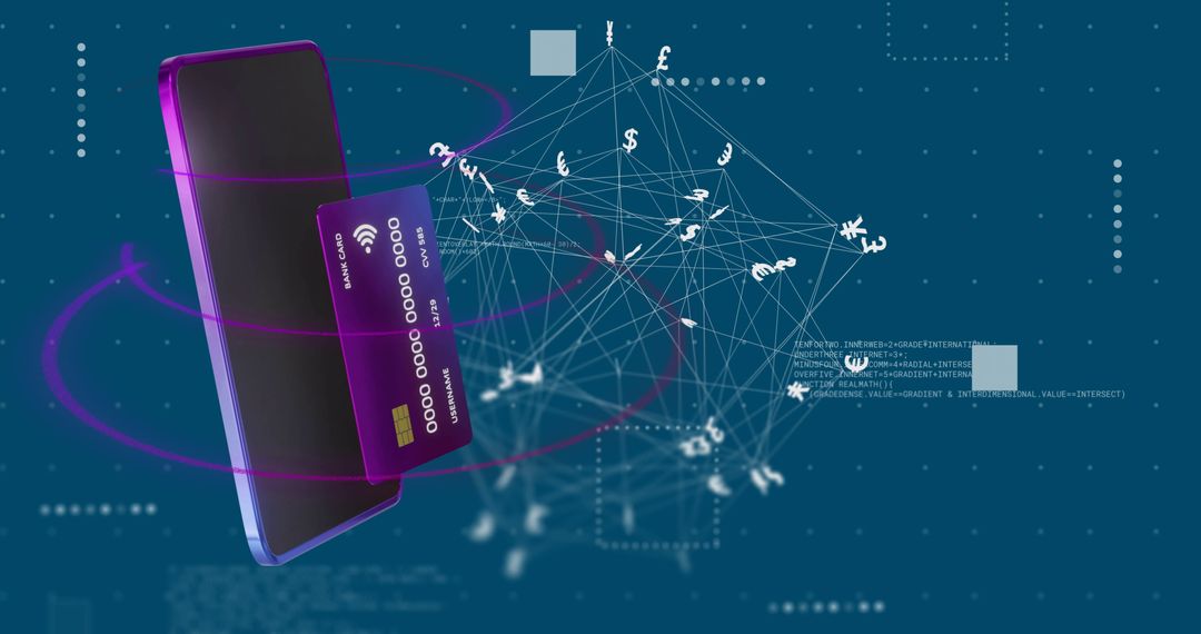 Global Finance Concept with Mobile Payments and Currency Symbols