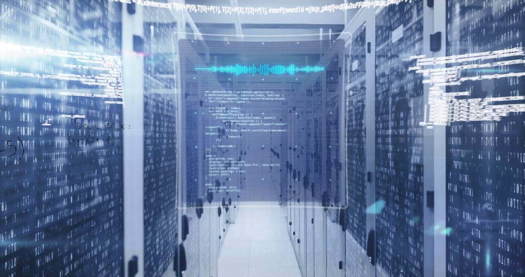 high-tech virtual interface in busy data server room - Free Images, Stock Photos and Pictures on Pikwizard.com