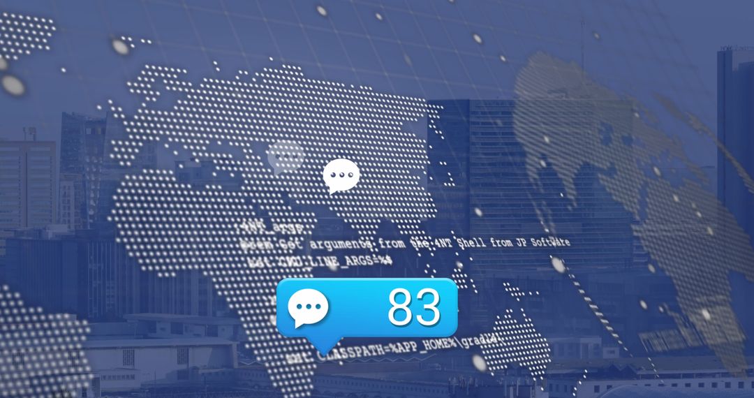 Global Digital Communication on World Map