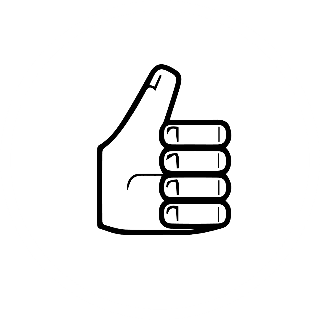 Transparent Thumbs Up Icon in Minimalist Line Art Style