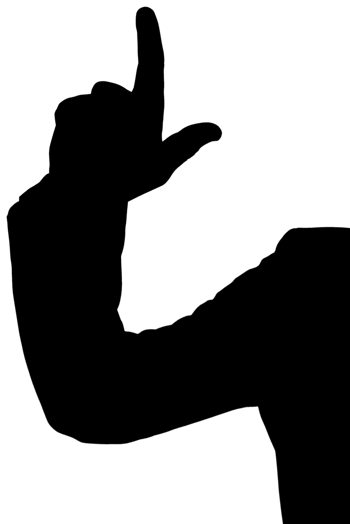 Silhouette of Pointing Hand on Transparent Background