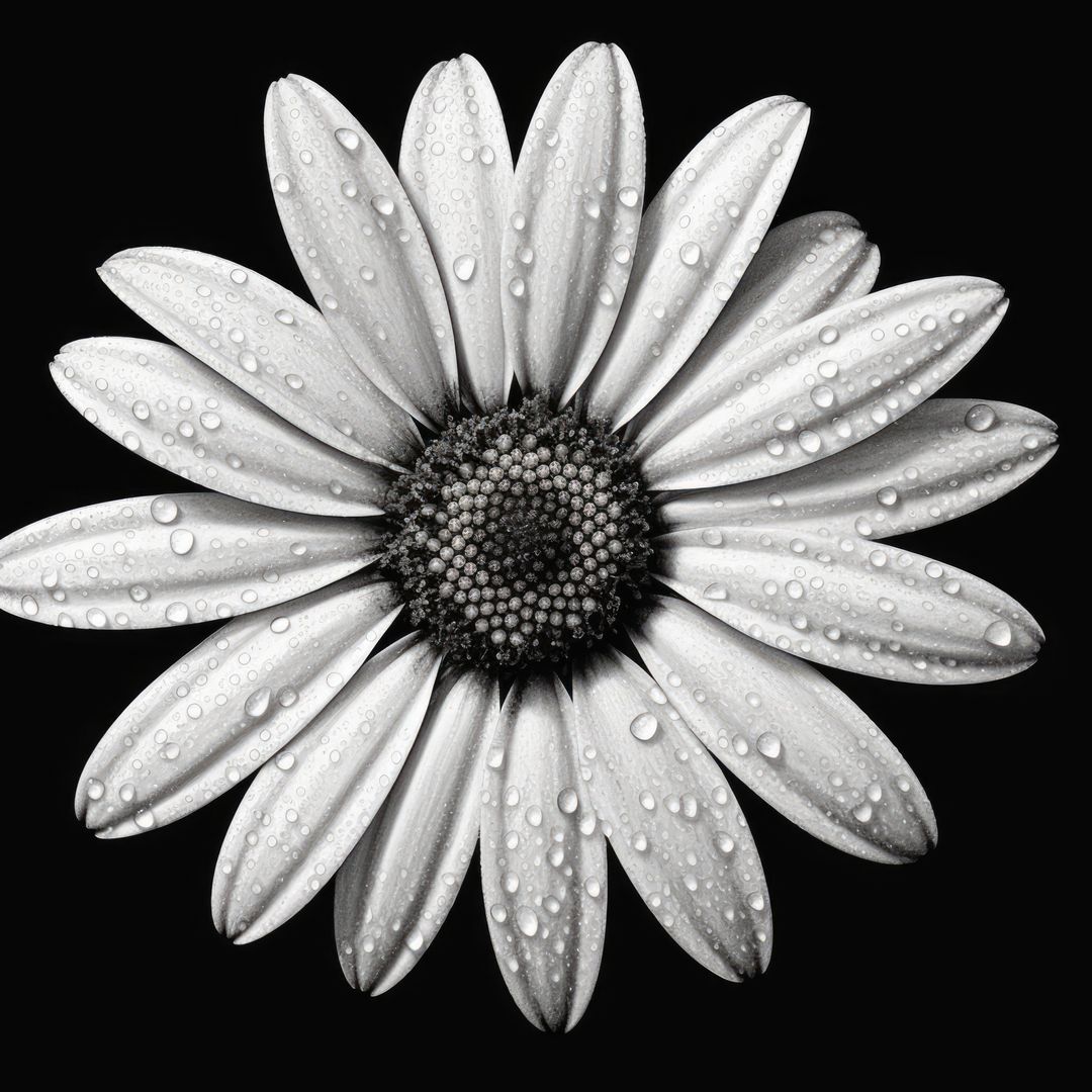 Black and White Flower with Dew - Free Images, Stock Photos and Pictures on Pikwizard.com