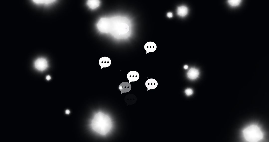 Speech Bubbles and Dots on Minimalistic Black Background