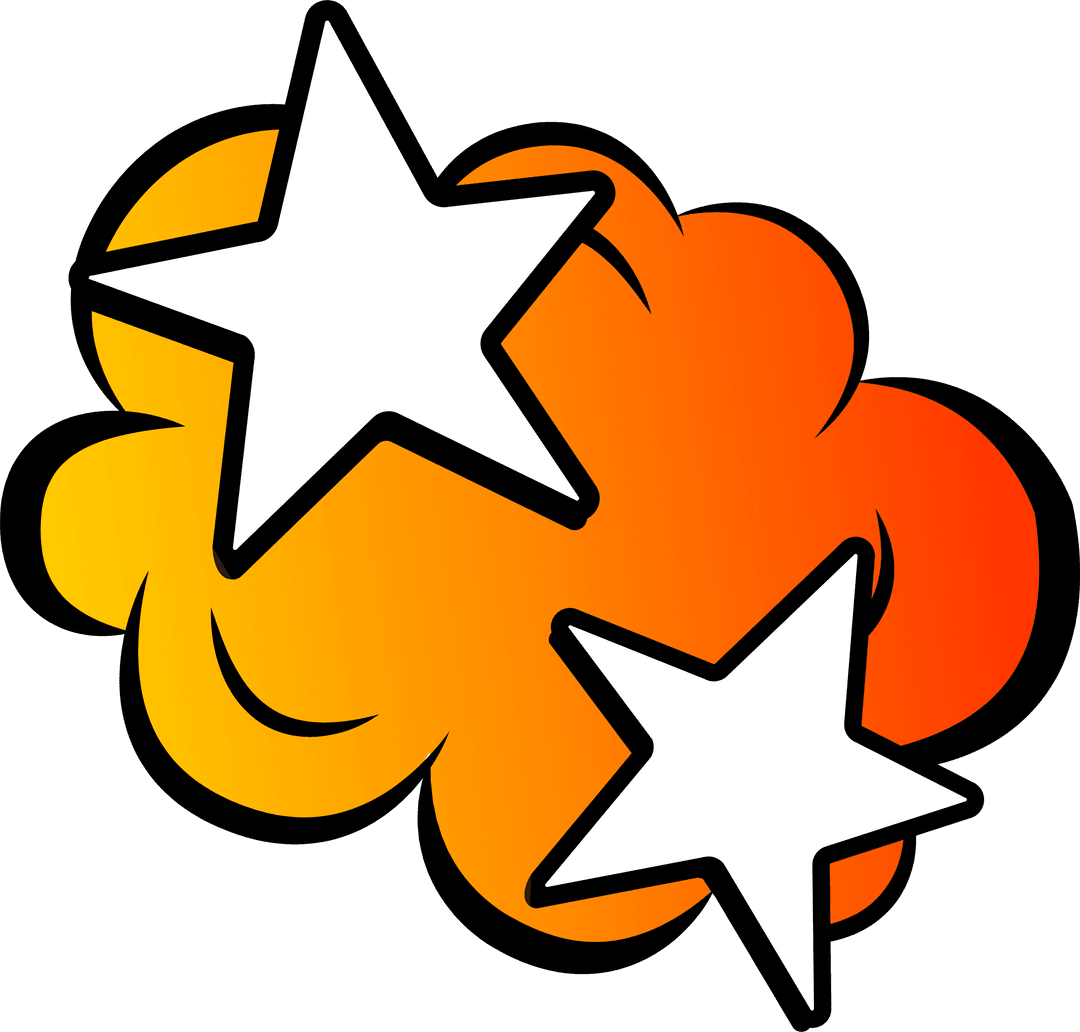 Vibrant Explosion with Black Star Edges on Transparent Background