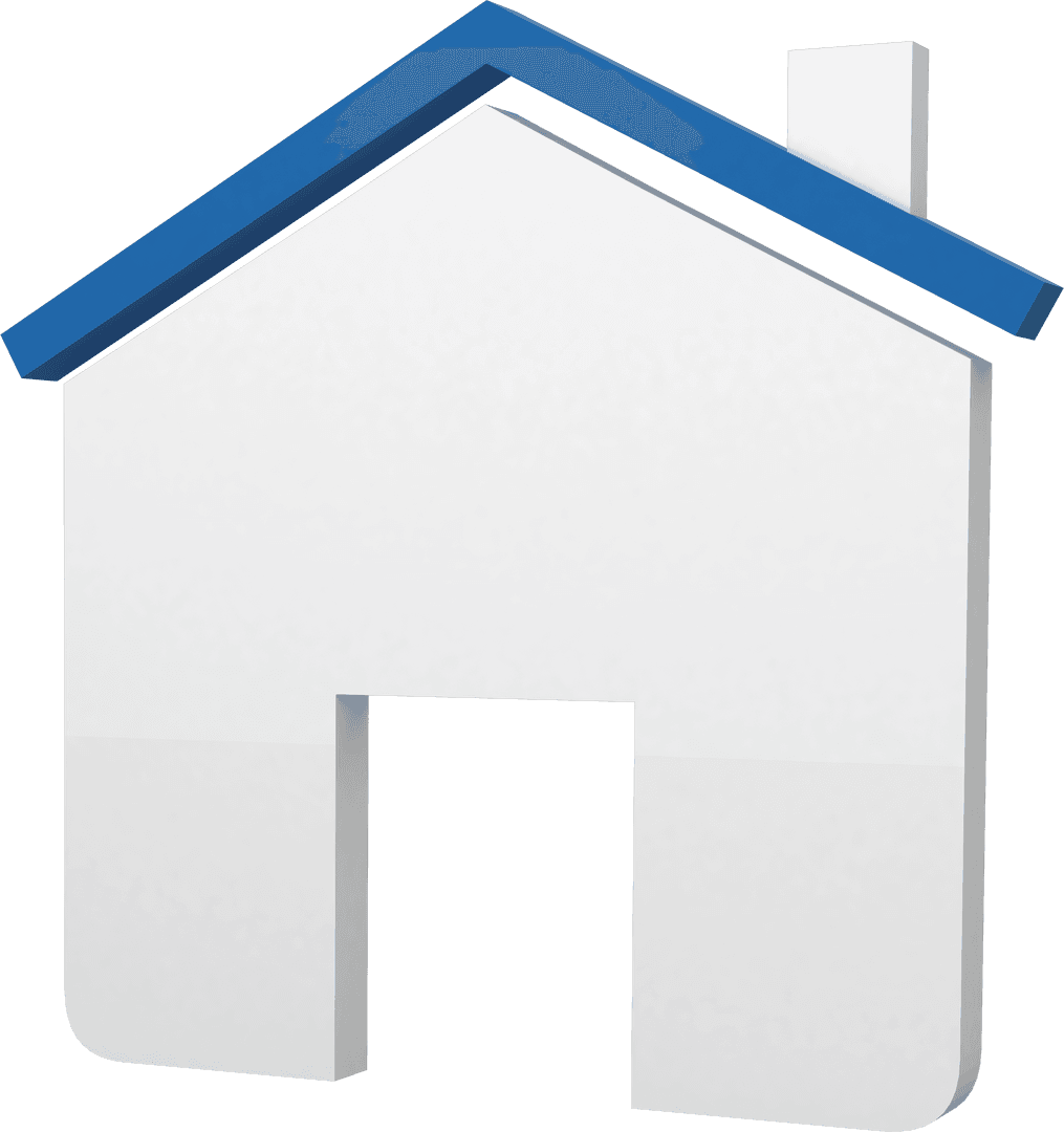 Transparent Home Icon with Blue Roof Outline