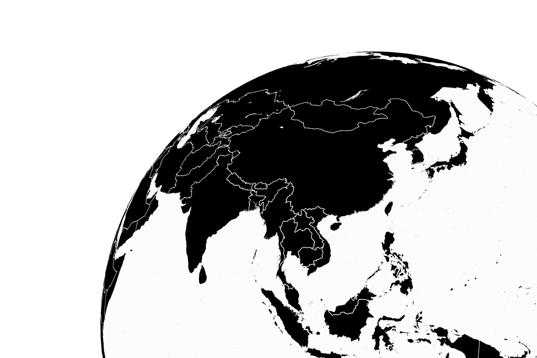 Transparent Globe Illustration with Asia Highlighted