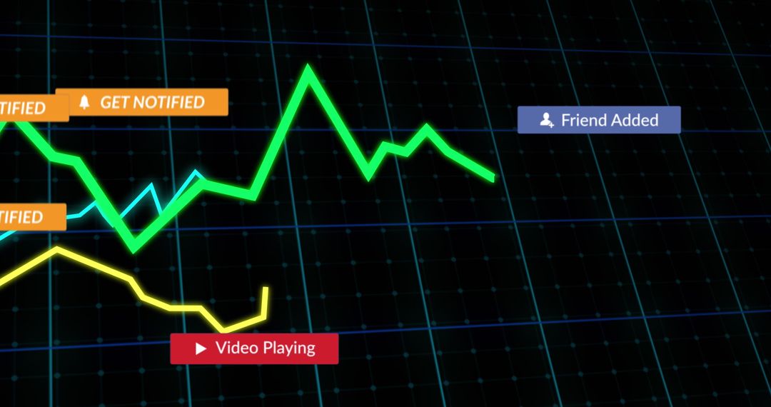 Social Media Activity Icons on Digital Graph