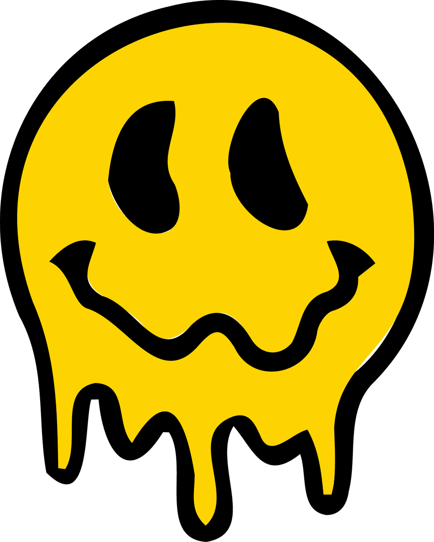 Transparent Dripping Yellow Smiley Face in Flat Design