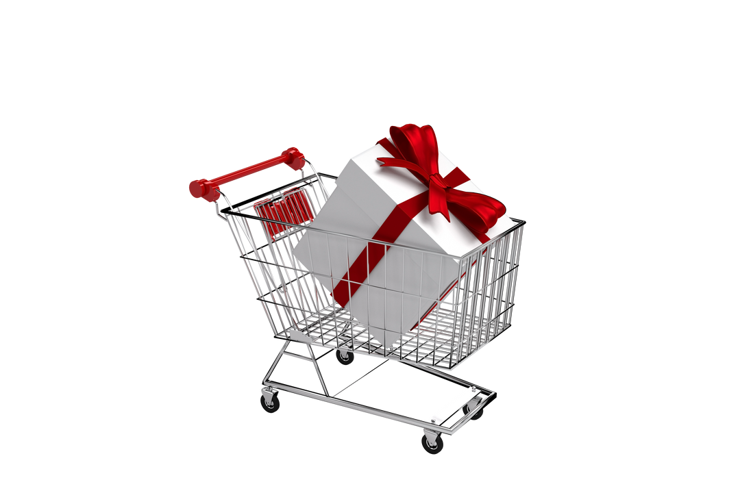 Gift Wrapped Present in Shopping Cart Illustration on Transparent Background - Download Free Stock Images Pikwizard.com