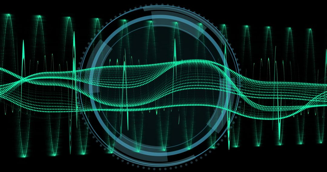 Futuristic Waveform Visualization with HUD Overlay