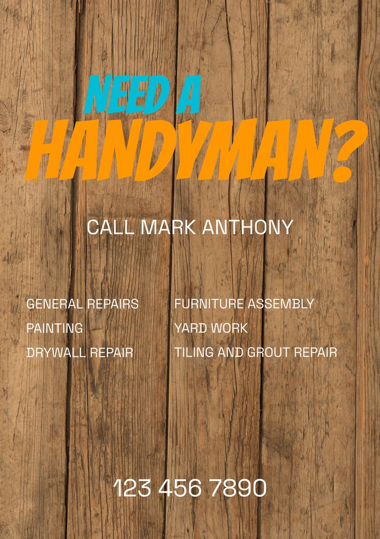 Handyman Services Contact Poster with Wooden Background - Download Free Stock Templates Pikwizard.com