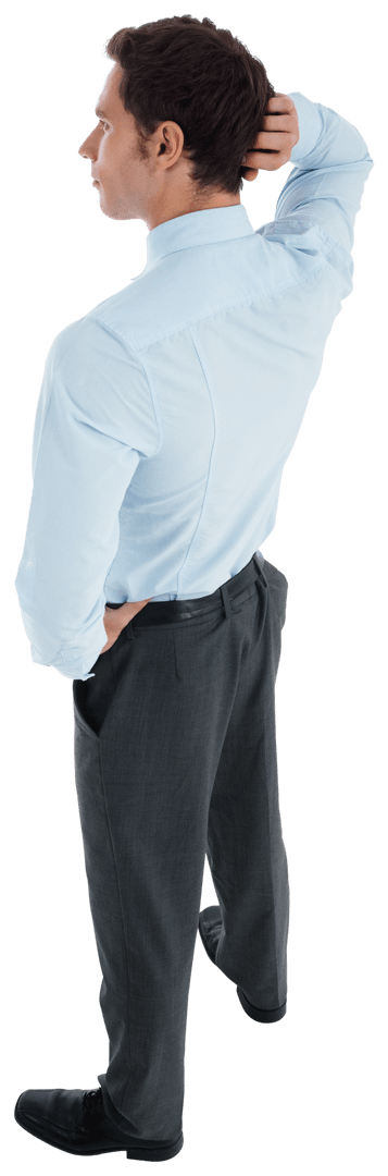 Transparent Inspirational Thinking Businessman from Behind