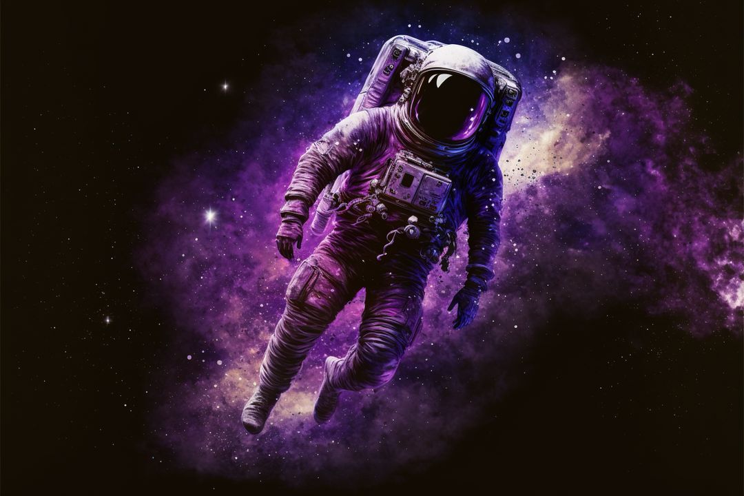 Astronaut Floating Through Purple Nebula in Outer Space - Free Images, Stock Photos and Pictures on Pikwizard.com