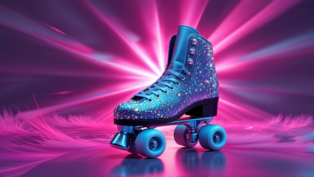 Sparkling Quad Roller Skate with Neon Lights and Reflective Glow
