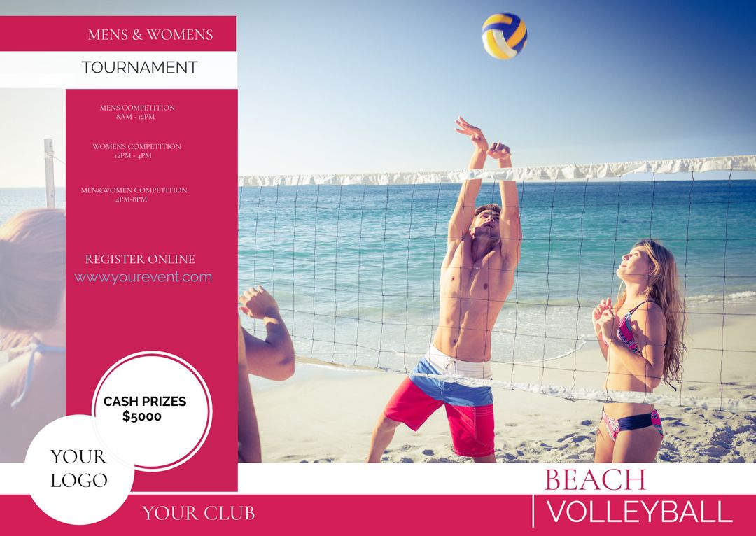 Dynamic Promotional Flyer for Beach Volleyball Tournament - Download Free Stock Templates Pikwizard.com