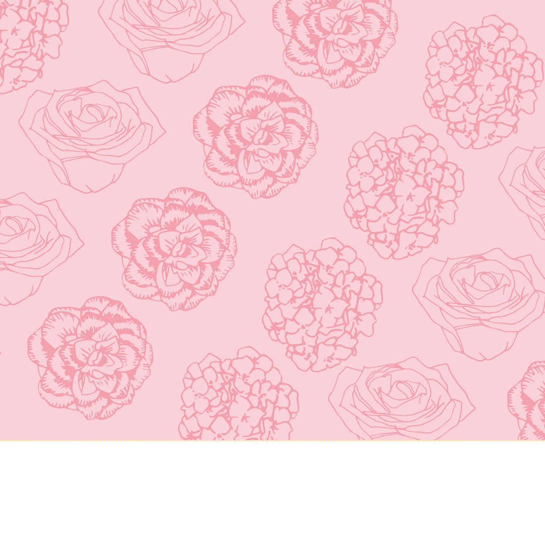 Floral Pink Pattern with Roses and Geraniums on Transparent Background