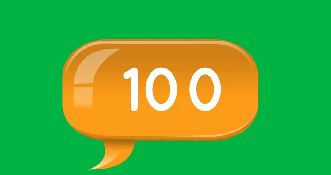 Messaging Bubble Icon Showing Number 100 on Green Background