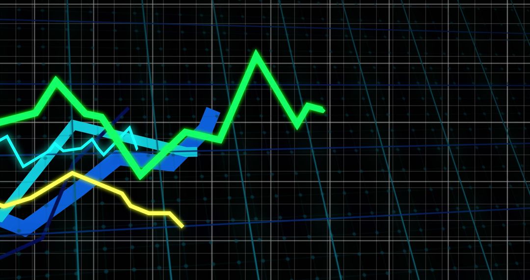 Dynamic Financial Data Chart Visualization in Black Background