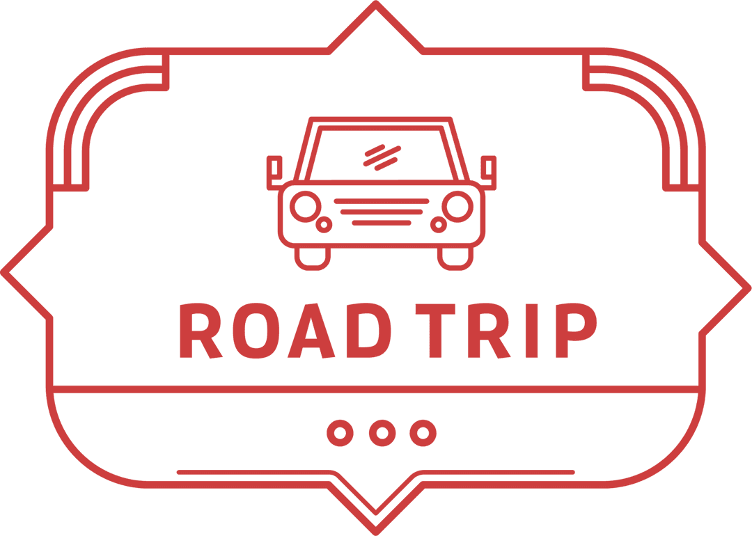 Road Trip Label on Transparent Background for Travel Concept