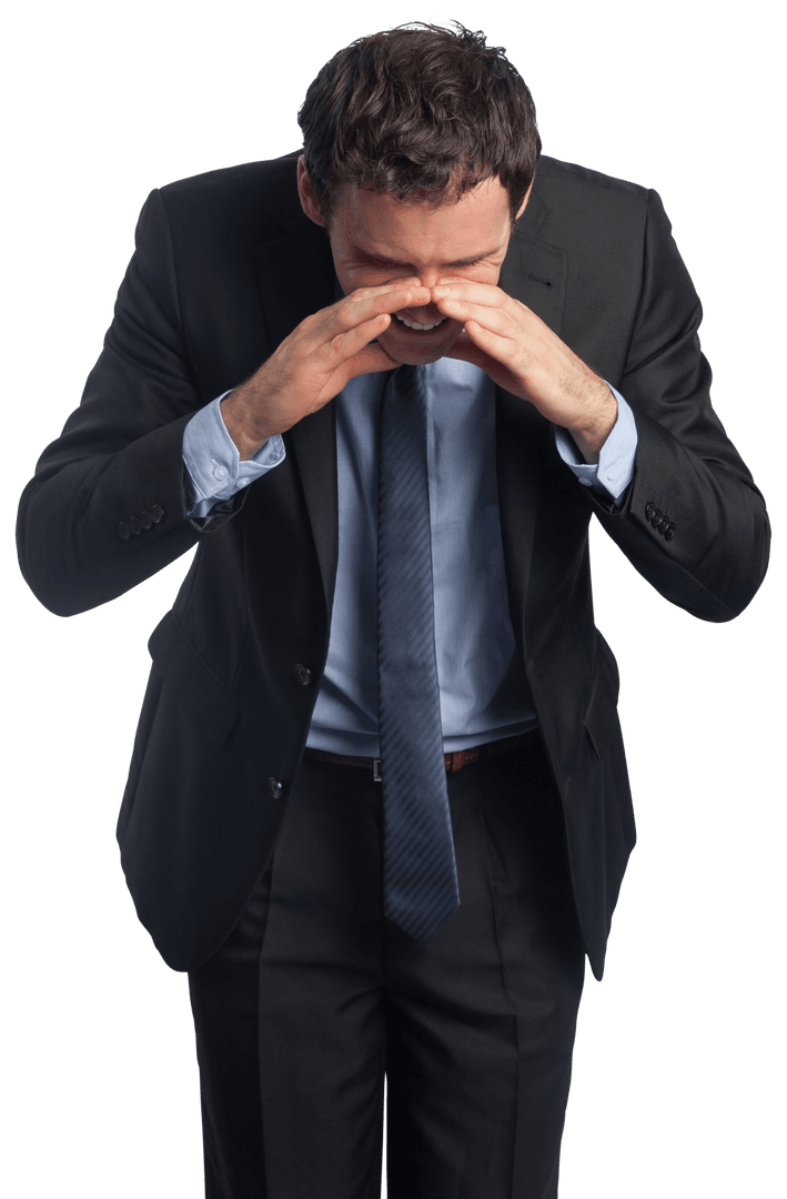 Caucasian Businessman Shouting Isolated Translucent Background