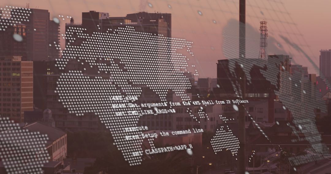 Global Financial Data Overlay on Urban Cityscape