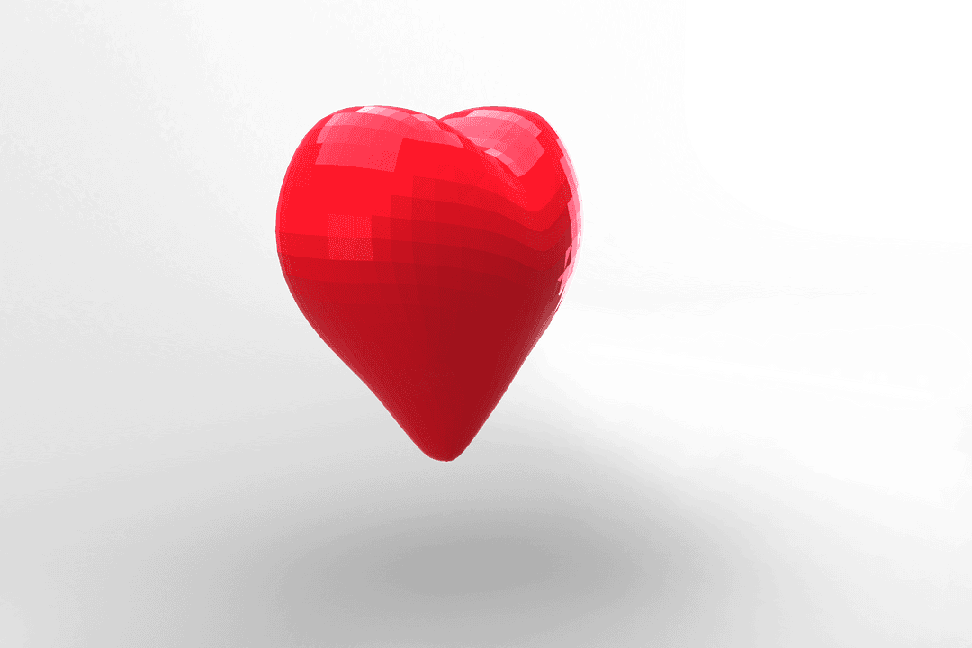 Red 3D Heart Symbol on Transparent Background for Valentine's Day