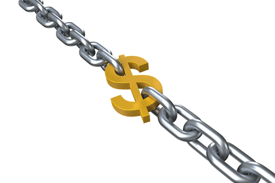Transparent Finance Linked: Chain Holding Dollar Symbol in Metal
