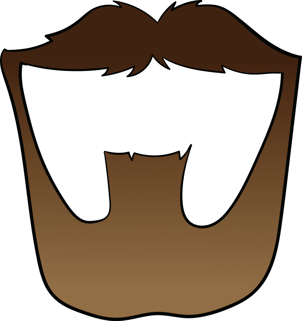 Stylish Brown Beard on Transparent Background Vector Graphic