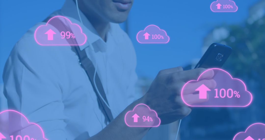 Digital Interface Concept with Cloud Percentage Overlays