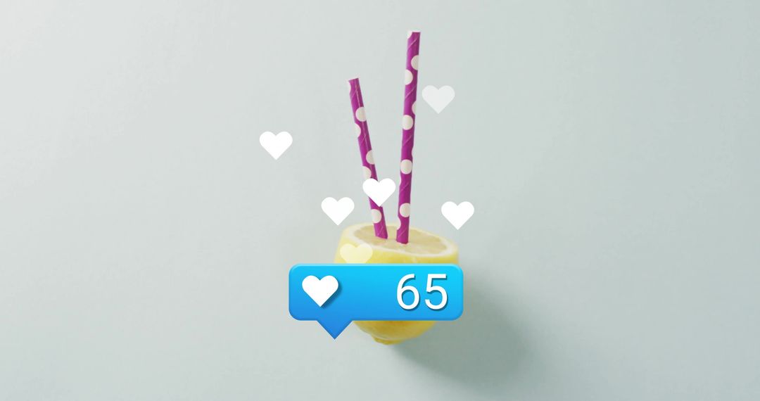 Colorful Social Media Engagement Concept with Lemon and Straws