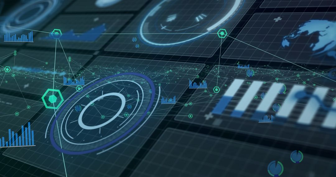 Futuristic Data Dashboard with Holographic UI Components
