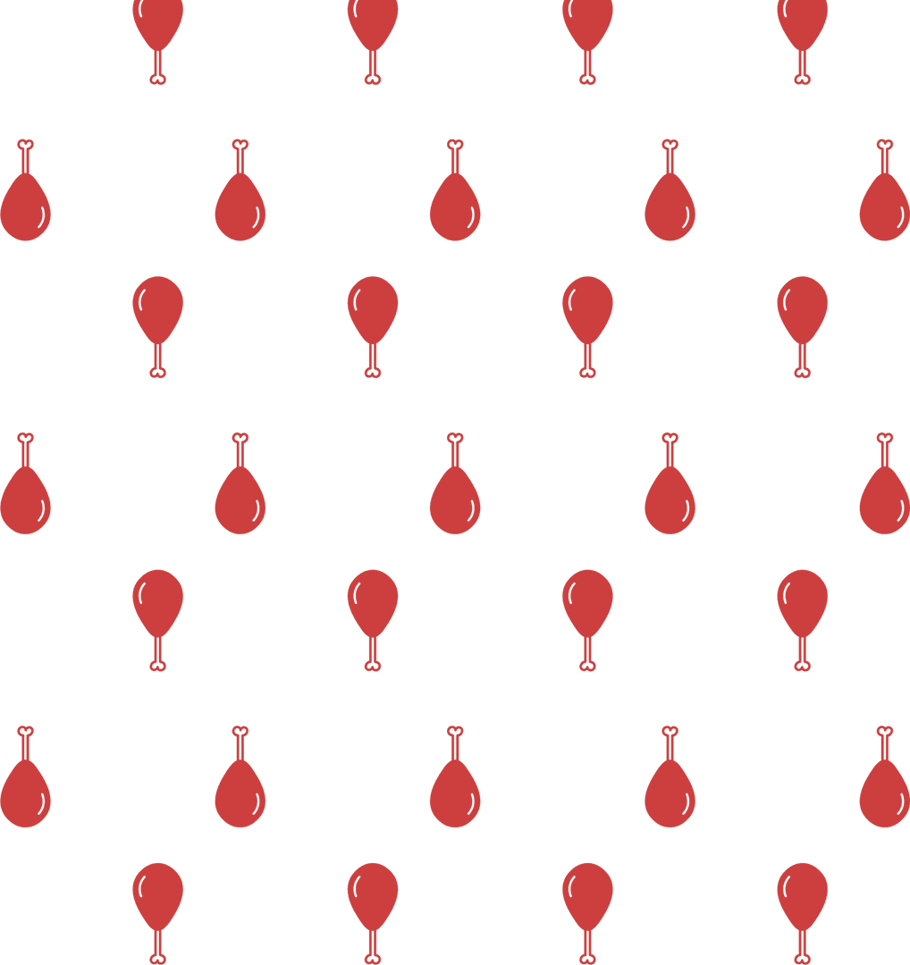 Red Chicken Legs Pattern on Transparent Background